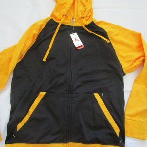 New Antigua Men's Black and Gold Hooded Jacket
